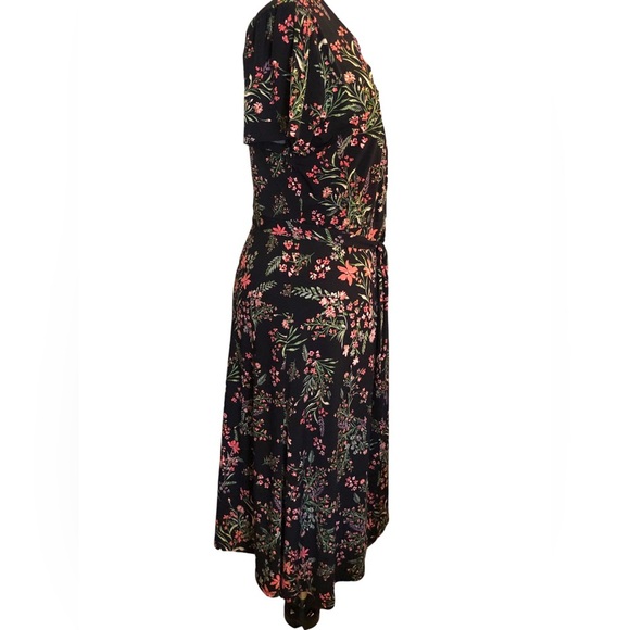• New Rachel Zoe Black Floral Print Wrap Dress Vneck Lined Size Large - Picture 6 of 13